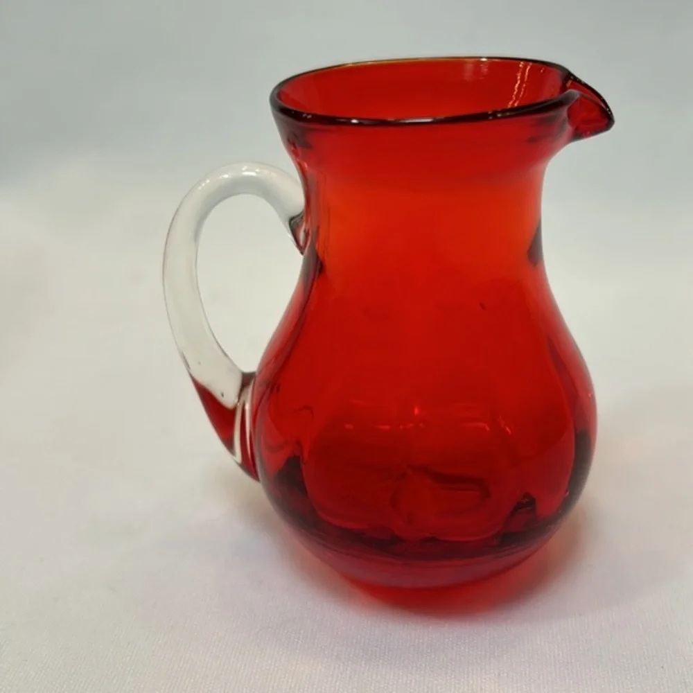 Hand Blown Red Mini Pitcher - Picture 2 of 6